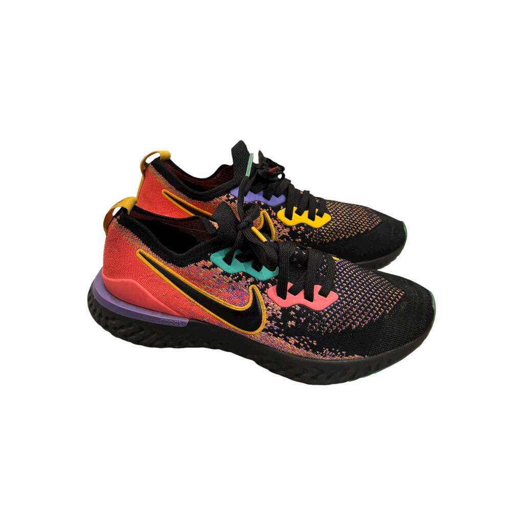 Nike Epic React Flyknit 2 Black Ember Glow Multicolor Women’s 10 CK0818-001 - Picture 3 of 7